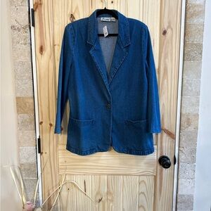 Vintage Joanna Blue Jean sport jacket, Sz M, 100% cotton made in Bangladesh